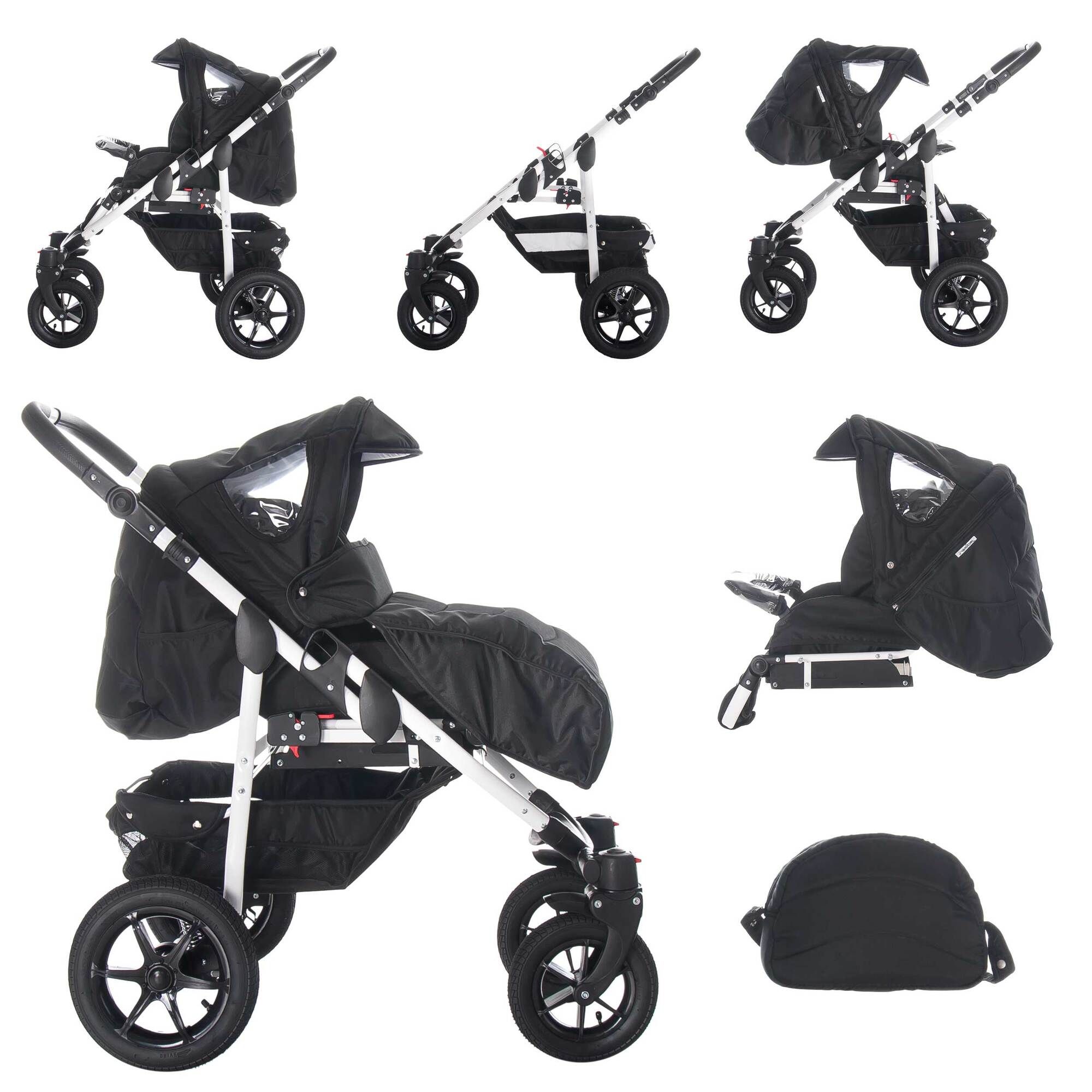 Bebebi Sidney 4 in 1 Kinderwagen Komplettset ISOFIX Basis Hartgummireifen, Perth