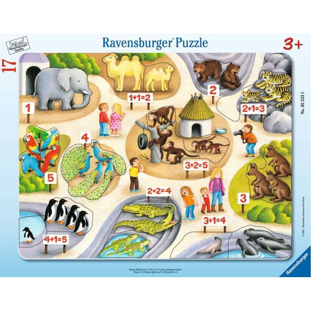 Kinderpuzzle Erstes zählen bis 5 (17 Teile, Rahmenpuzzle)