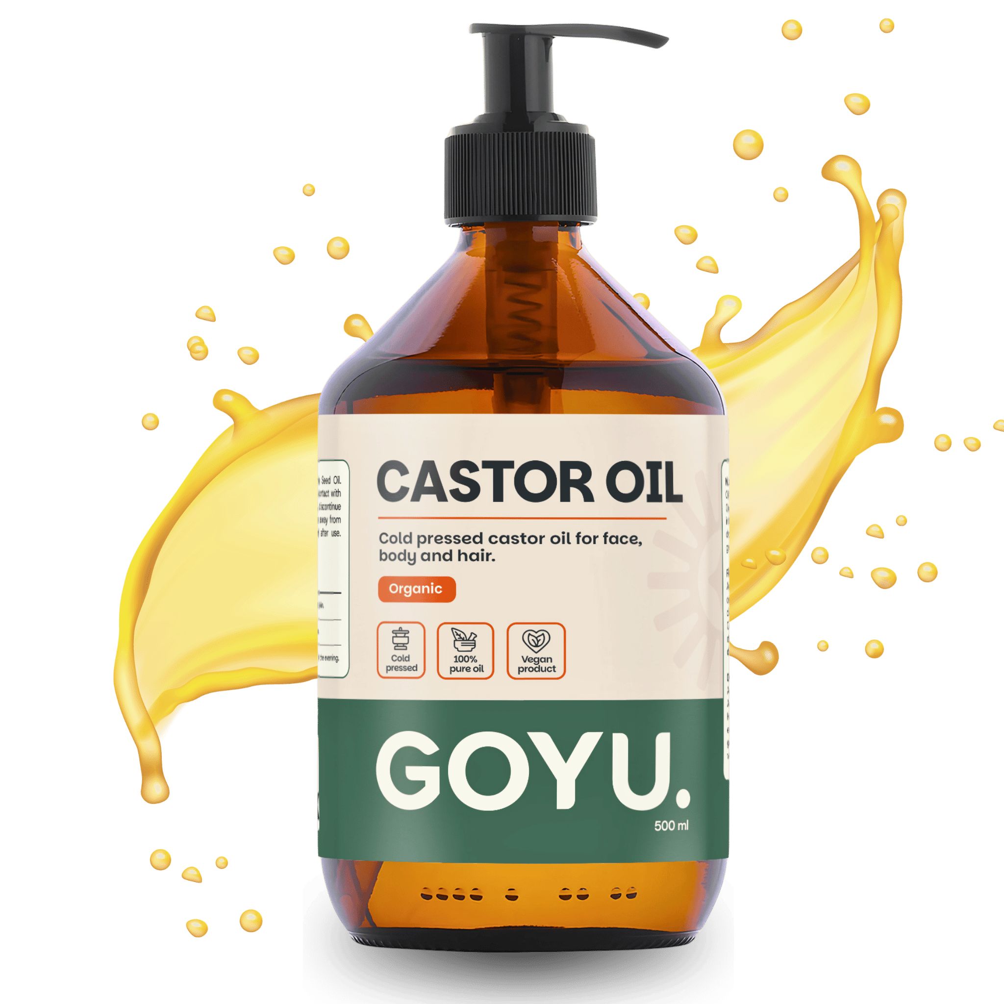 Goyu® - Bio Rizinusöl (Castor Oil) kaltgepresst 500 ml Hautöl