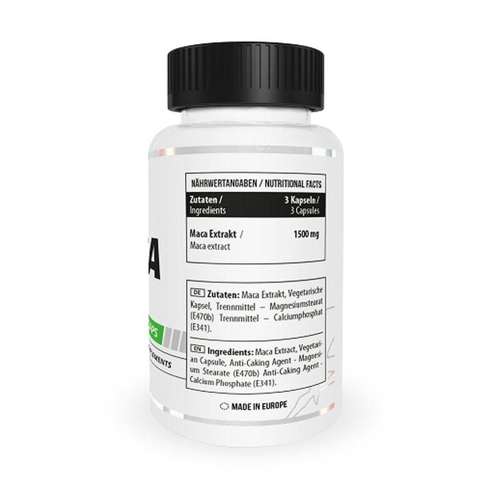 Flasche mit 100 Kapseln MST Healthy Maca, Nahrungsergänzungsmittel.