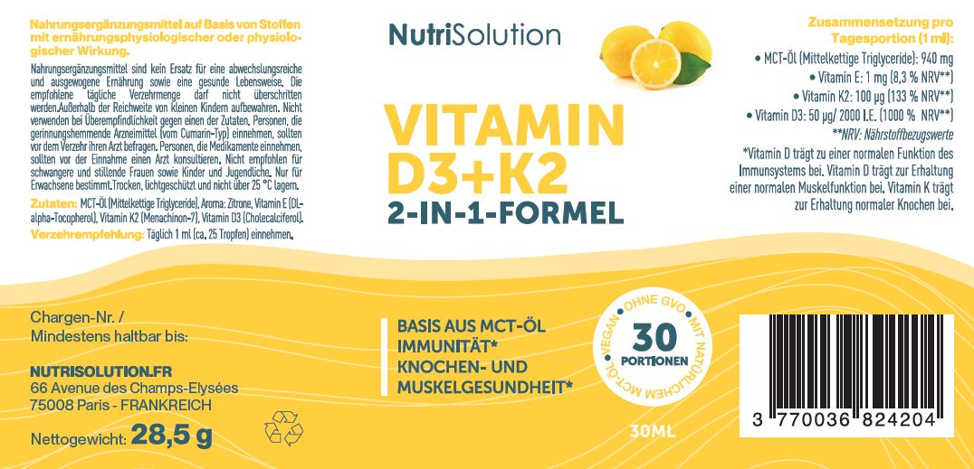 NutriSolution Vitamin D3 + K2