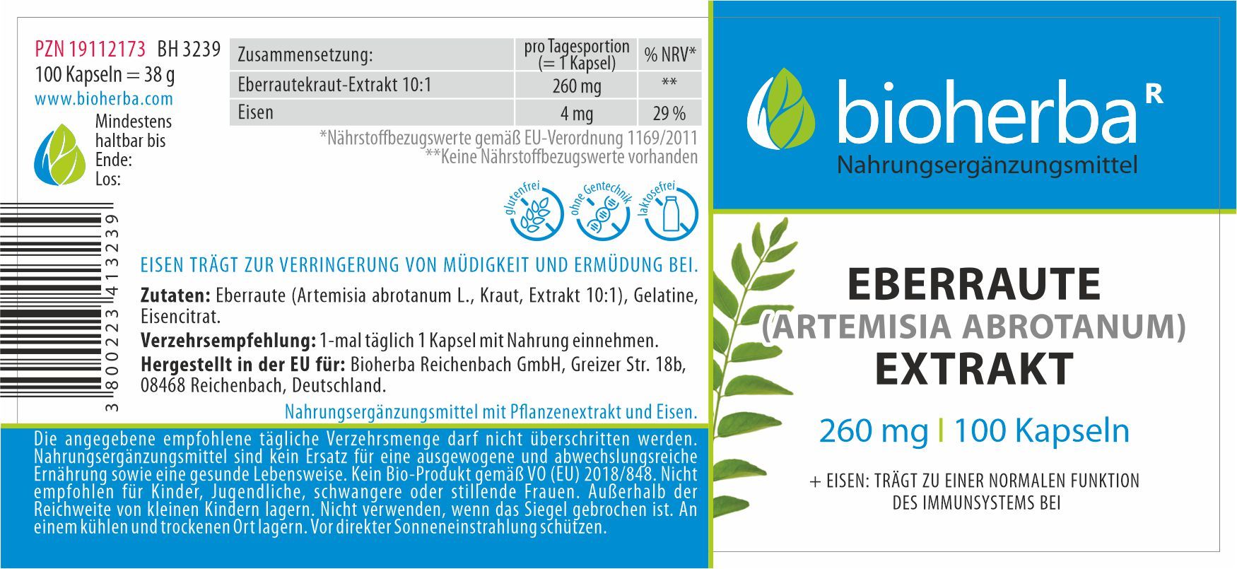 Bioherba Eberraute (Artemisia Abrotanum) Extrakt Kapseln