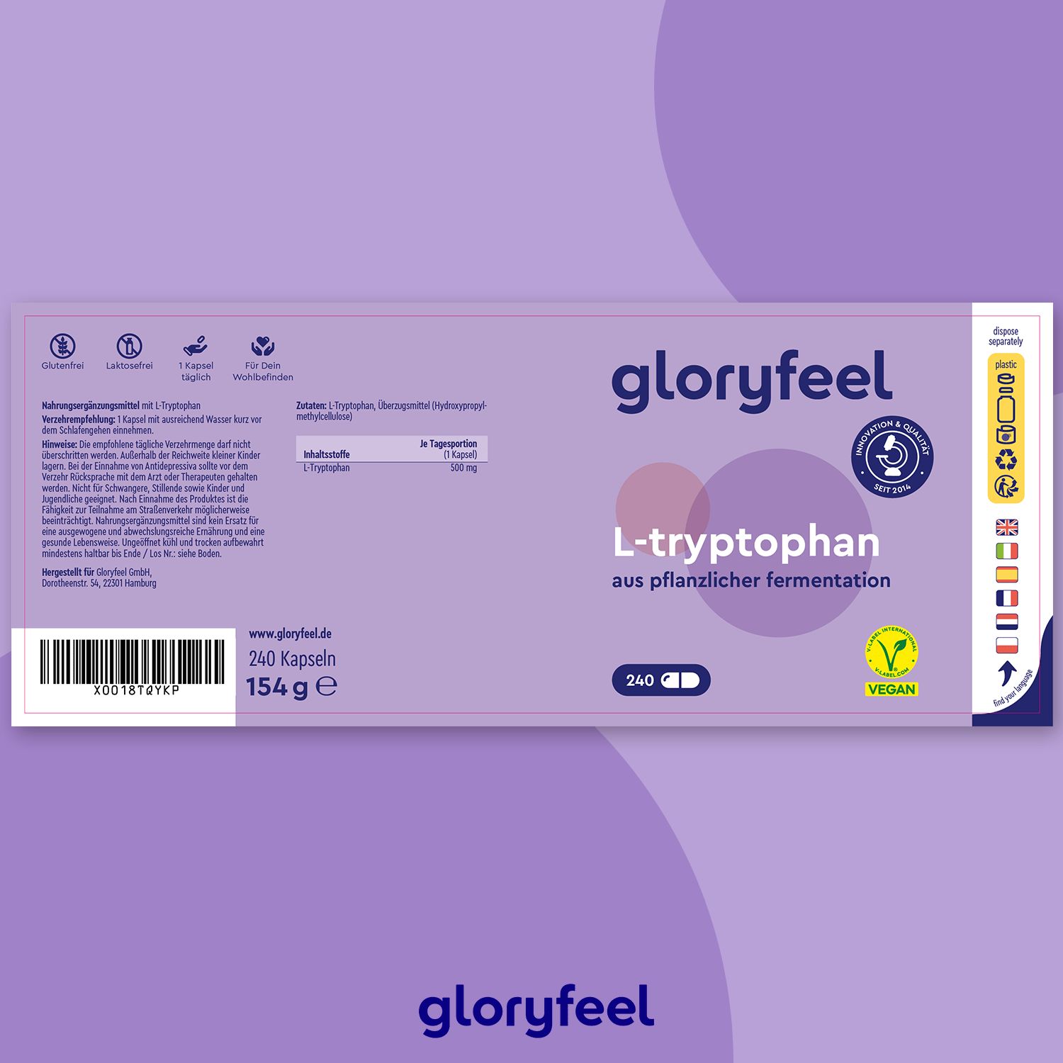 gloryfeel® L-Tryptophan Kapseln 240 St