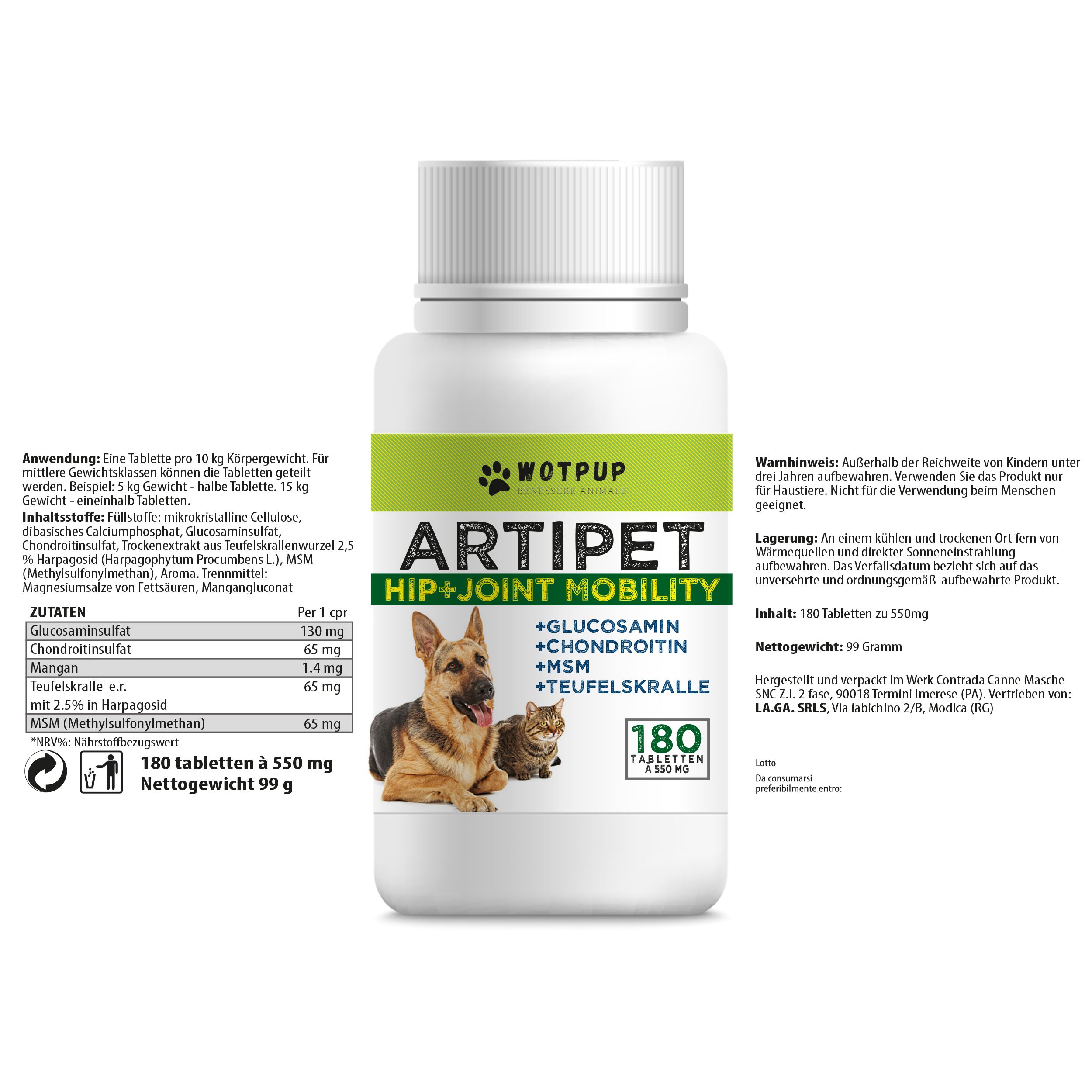 LA.GA Sparset Komplett Wellness – Probiotika + ArtiPet 180 + Anti-Zahnstein + Kotbeutelspender