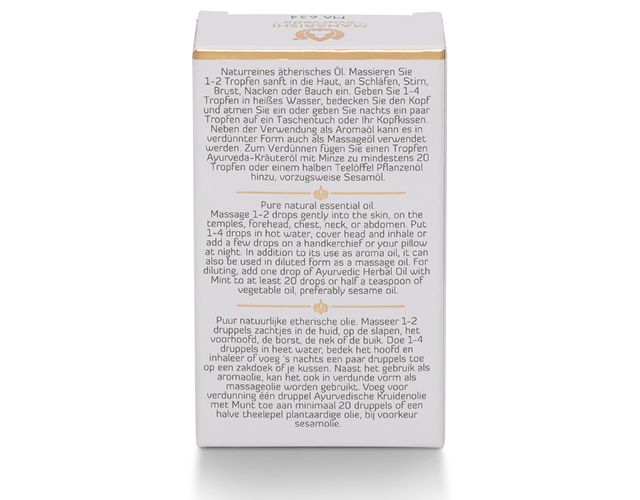 Rückseite der Produktverpackung. Text: Anwendungshinweise in Deutsch, Englisch und Niederländisch.