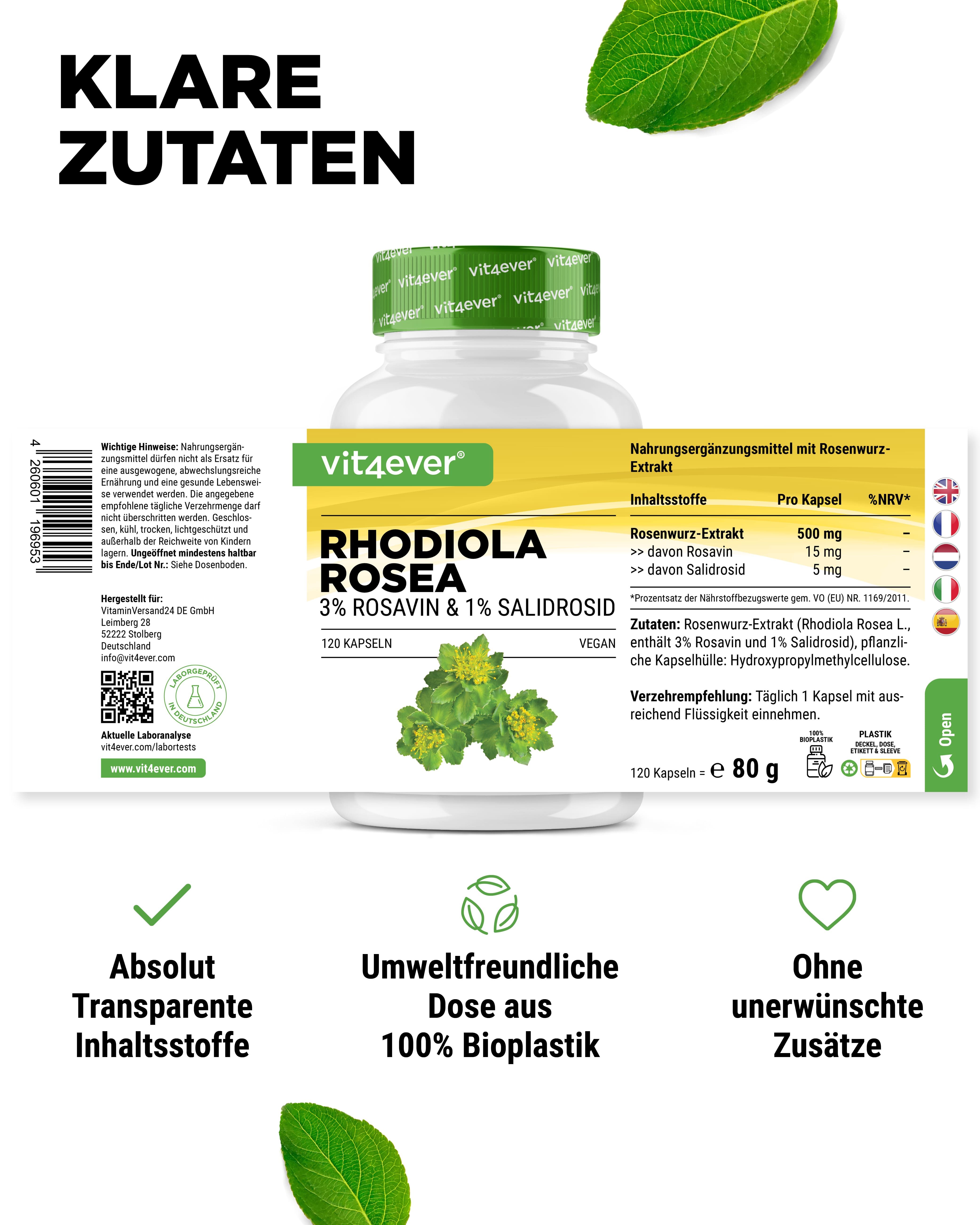 vit4ever Rhodiola Rosa (Rosenwurz-Extrakt)