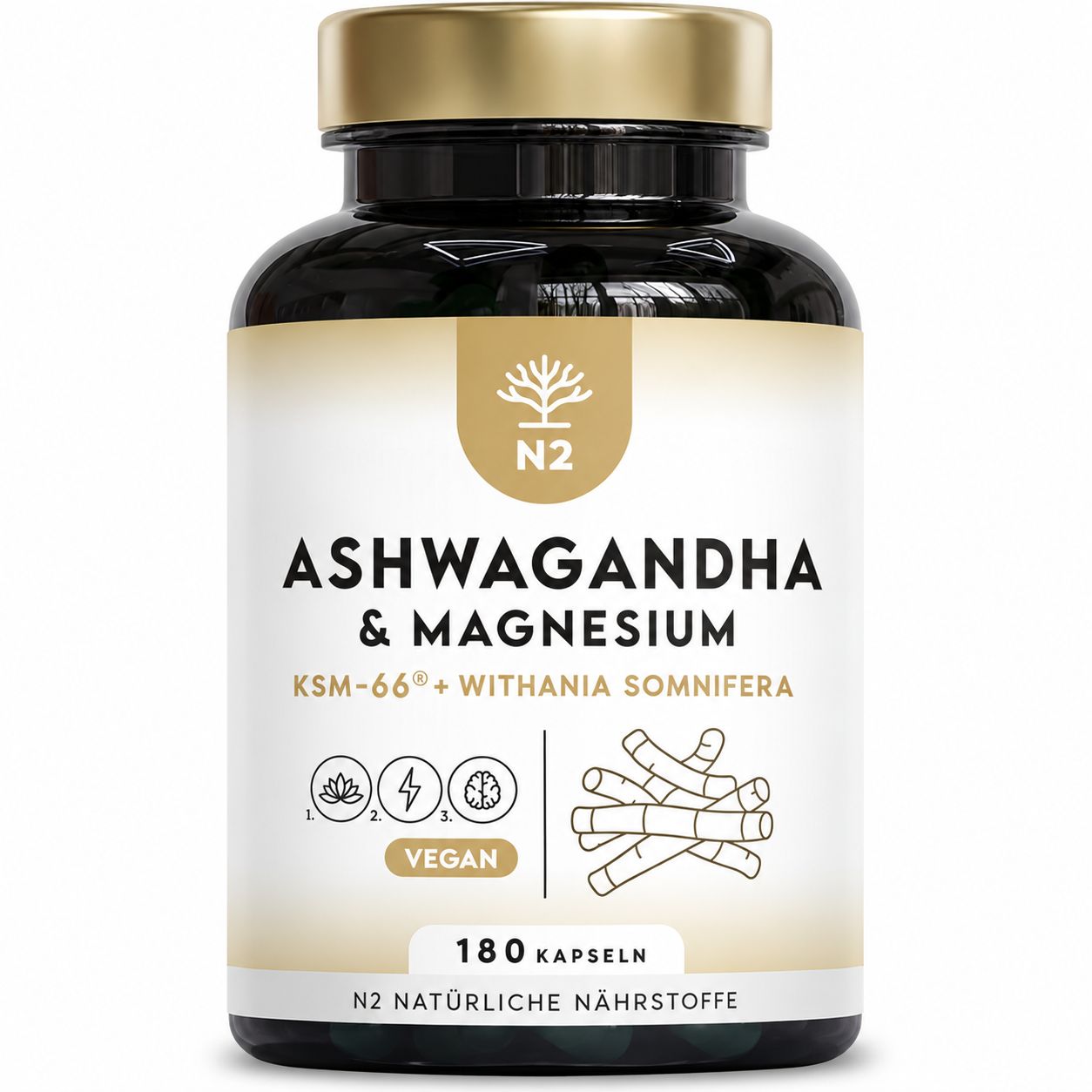 N2 Natural Nutrition Ashwagandha Ksm-66 mit Magnesium 180 St
