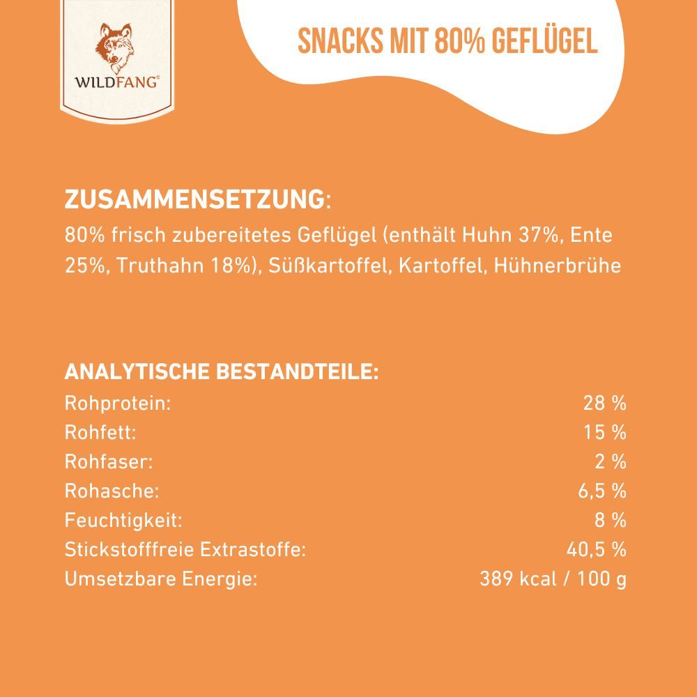 Snacks mit 80% Geflügel - getreidefrei