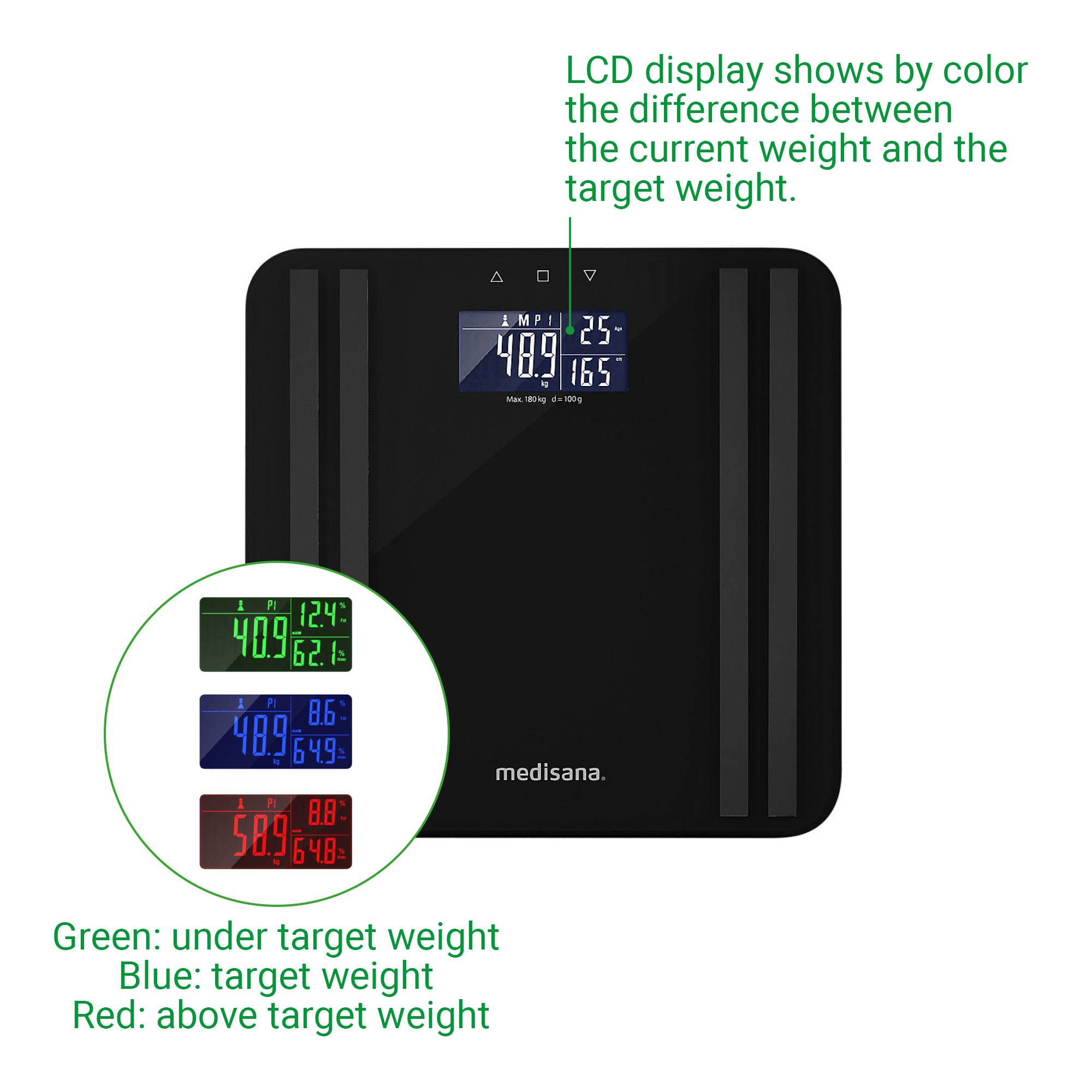 medisana BS 465 Körperanalysewaage | bis 180 KG | Personenwaage mit Bluetooth App | mit BMI-Rechner