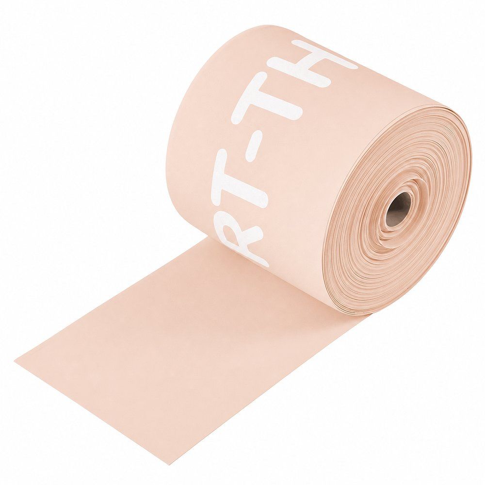 Ein hellbraunes Fitnessband mit weißem Aufdruck 'SPORT-THIEME'.