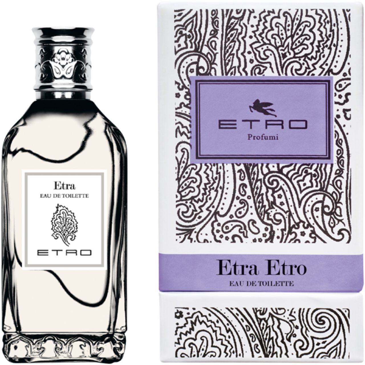 Etro Etra Etro Eau de Toilette Flakon und Verpackung nebeneinander.