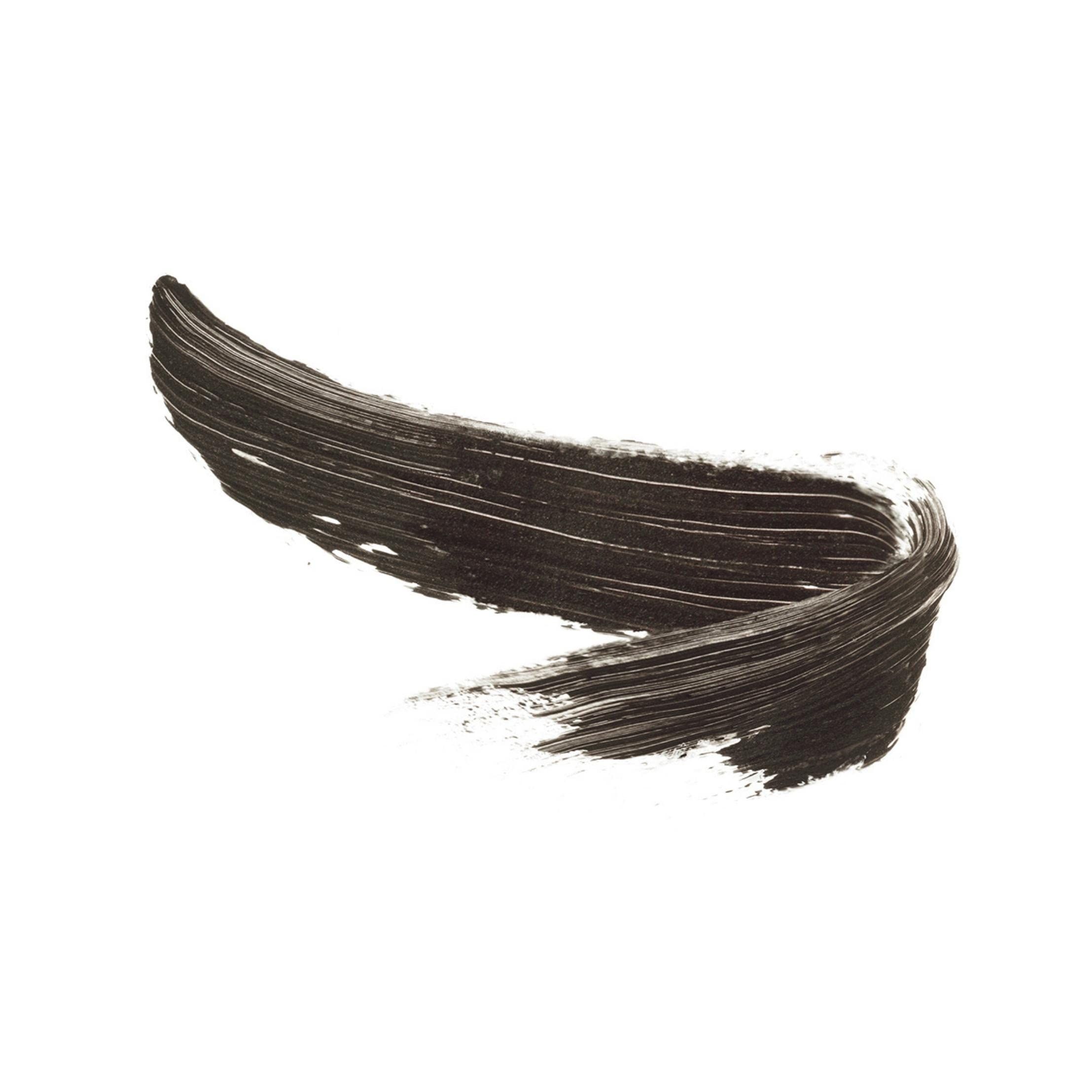 Schwarzer Mascara-Strich auf weißem Hintergrund.