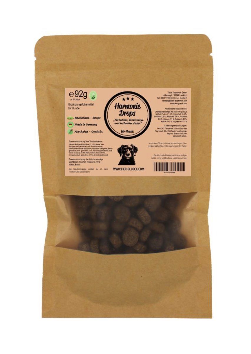 TierGlück Harmonie Drops mit Bachblüten für Hunde 92 g Futter