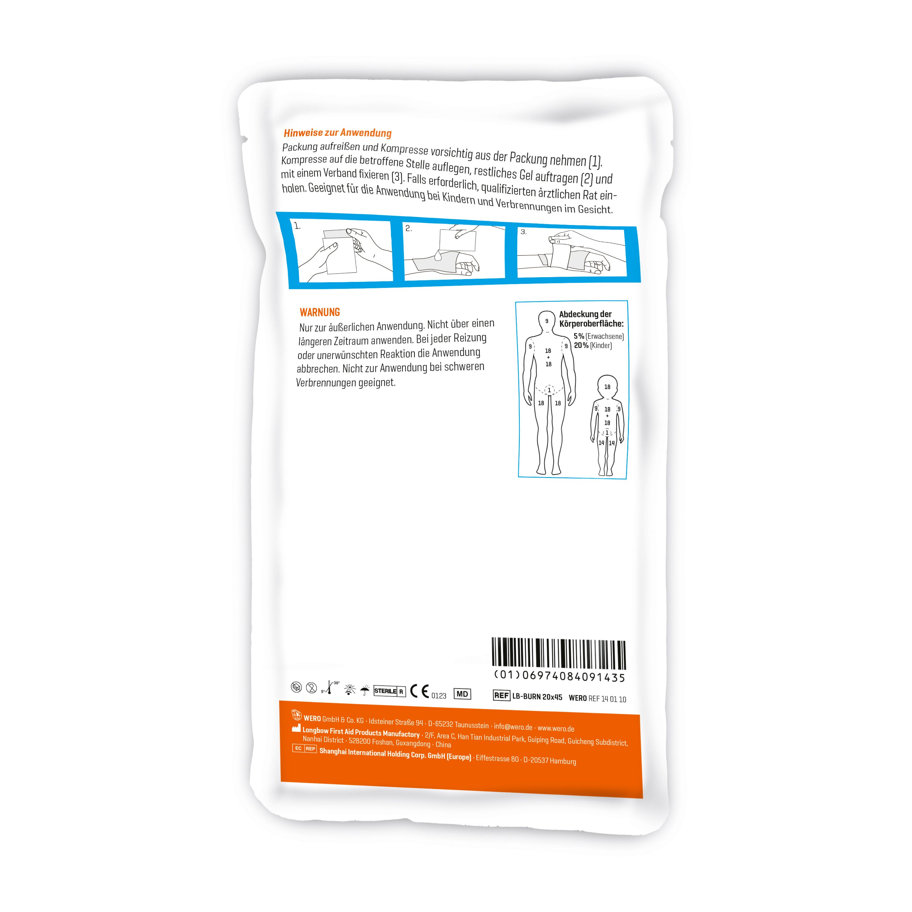 WERO BurnAway Verbrennungskompresse 20 x 45 cm
