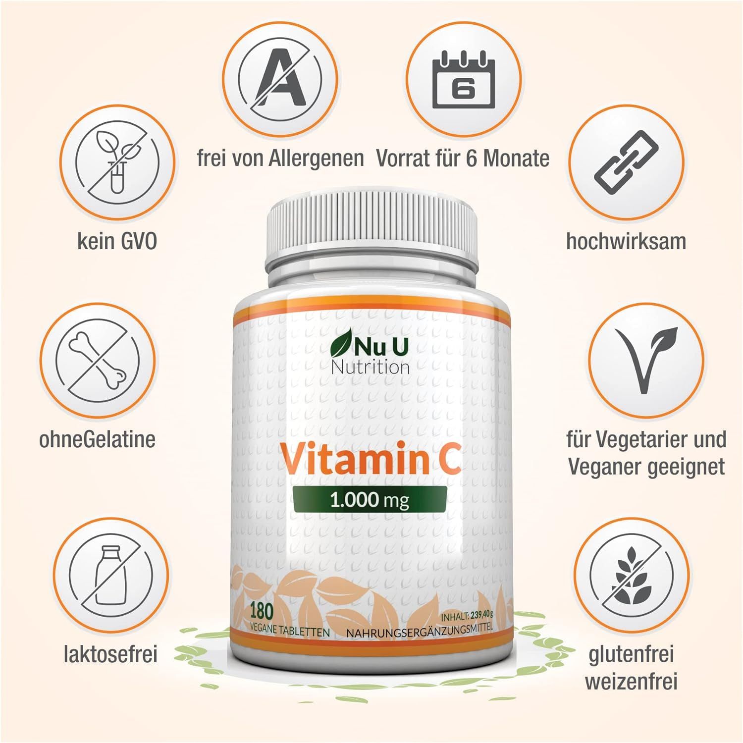 Nu U Nutrition Vitamin C 1000mg Hochdosiert