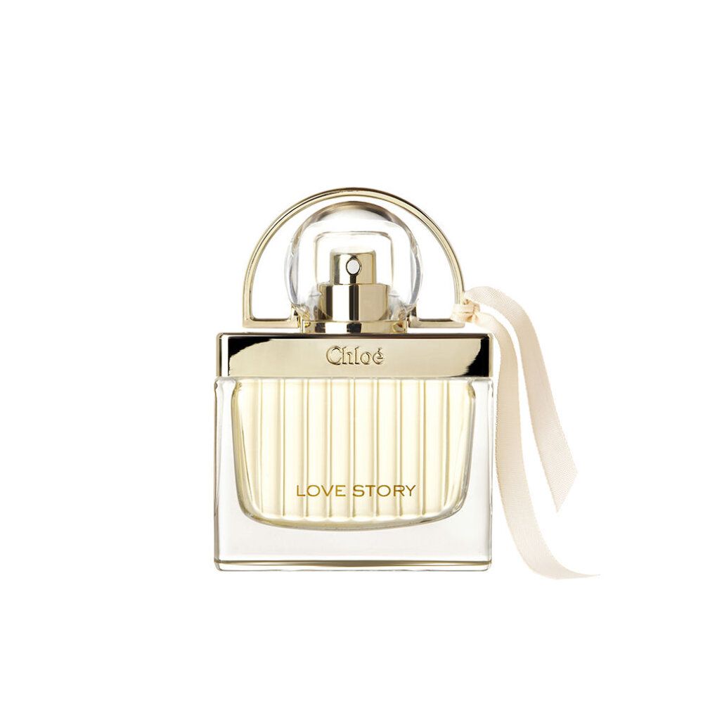 Chloé Love Story Eau de Parfum Flakon mit goldenem Band.