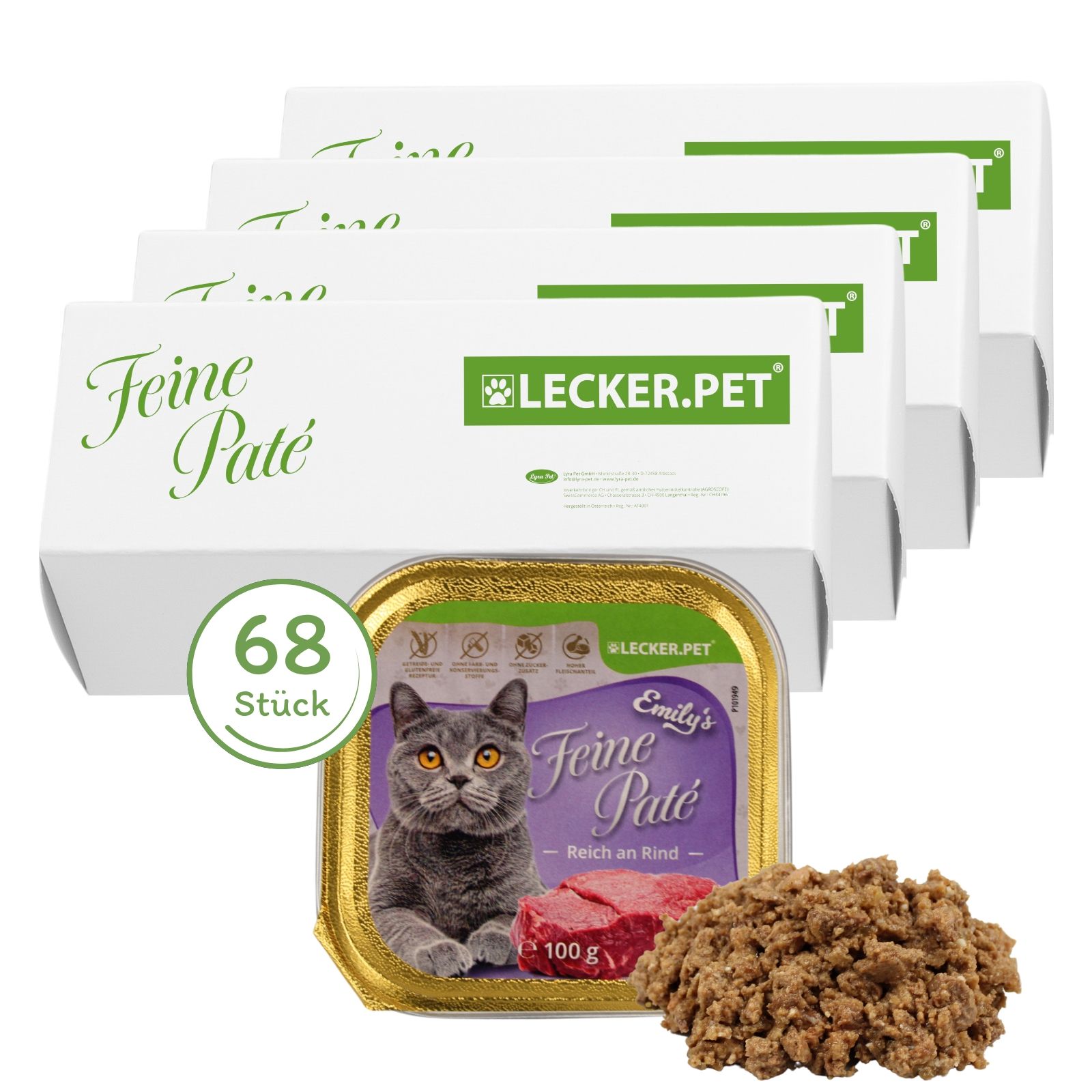 Lecker.Pet® Emily's Feine Paté Reich an Rind Katzenfutter Nassfutter Vollnahrung 6,8 kg Nicht relevant
