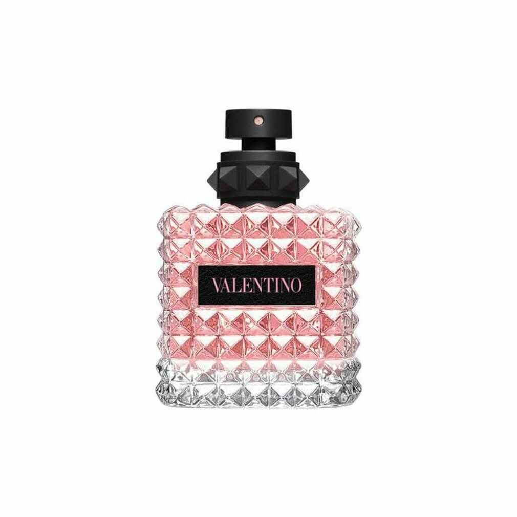Valentino Donna Born In Roma Edp Spray. Rosa Flakon mit schwarzem Deckel. Text: Valentino.