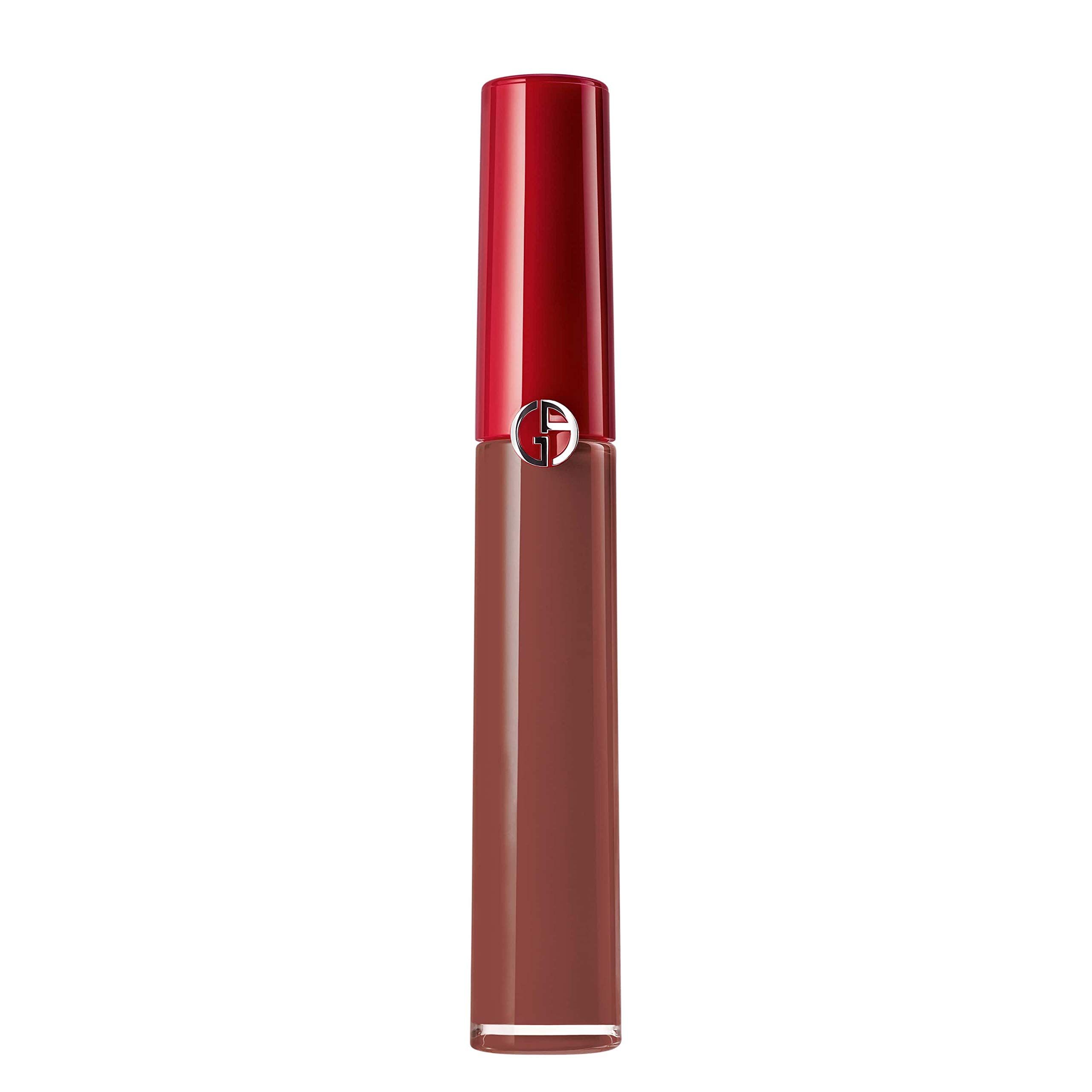 Lippenstift in Braun. Roter Deckel mit Logo. Giorgio Armani Logo.