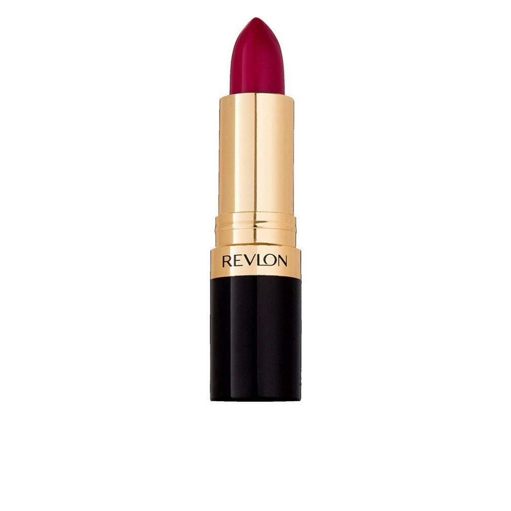 Ausgefahrener Lippenstift mit roter Spitze. Goldfarbener Schaft mit schwarzem Boden und REVON-Schriftzug.