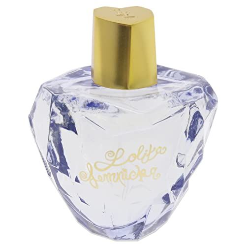 Parfümflakon mit goldfarbenem Verschluss. Auf dem Flakon steht "Lolita Lempicka". Der Flakon ist diamantförmig.