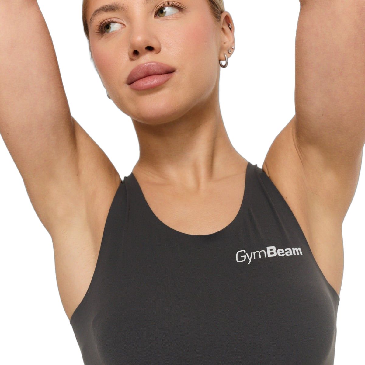 GymBeam Tanktop Damen slim cropped mit rundem Ausschnitt Charcoal