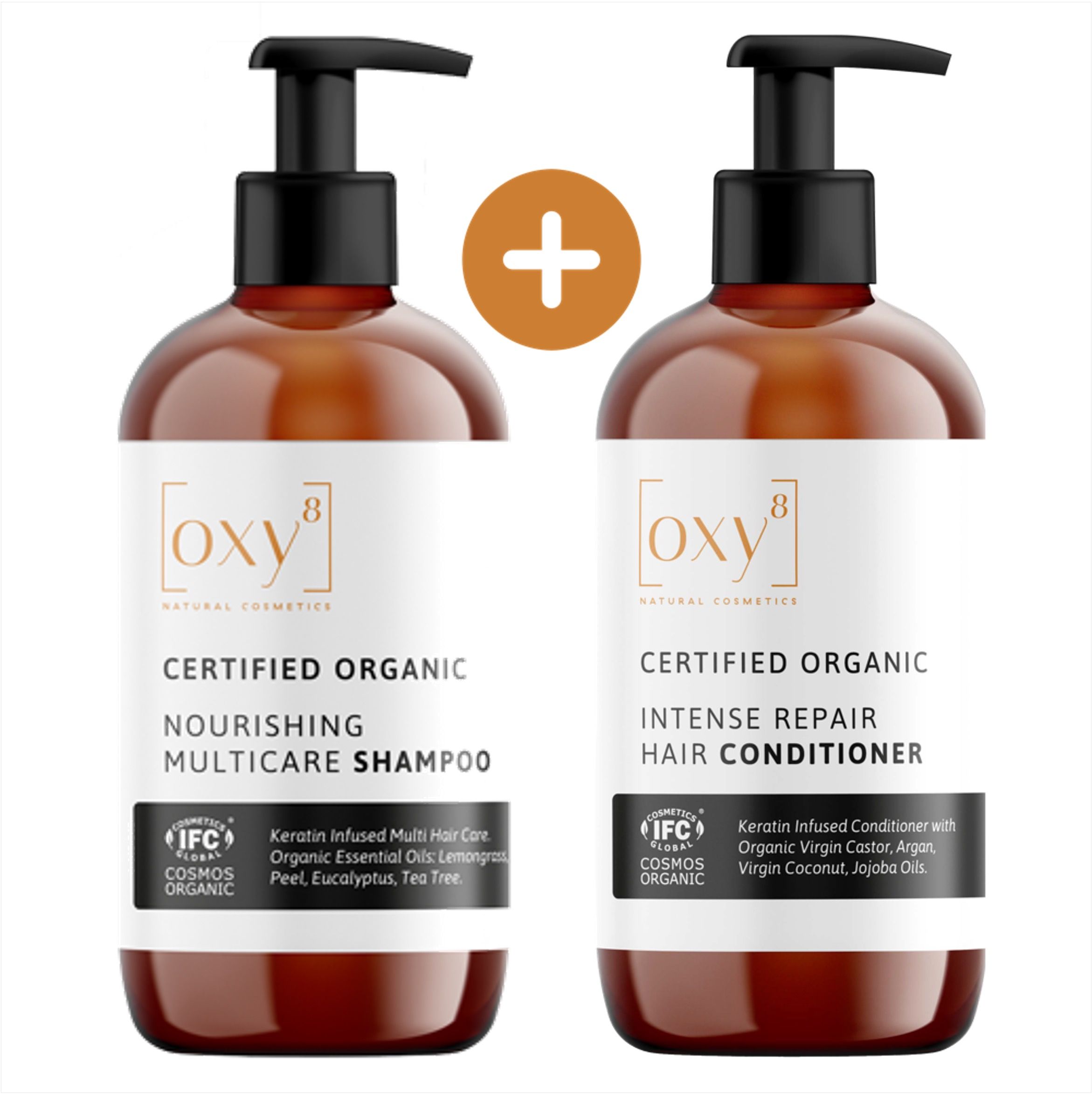 oxy8 Naturkosmetik - Haar Set. SHAMPOO & INTENSE REPAIR HAIR CONDITIONER - Perfekt als Geschenk