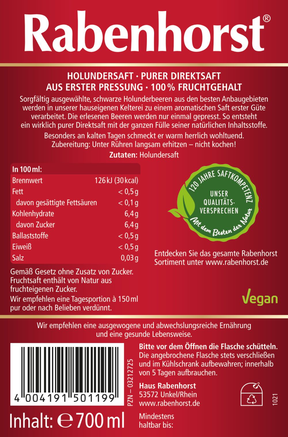 Rabenhorst Holunder Muttersaft