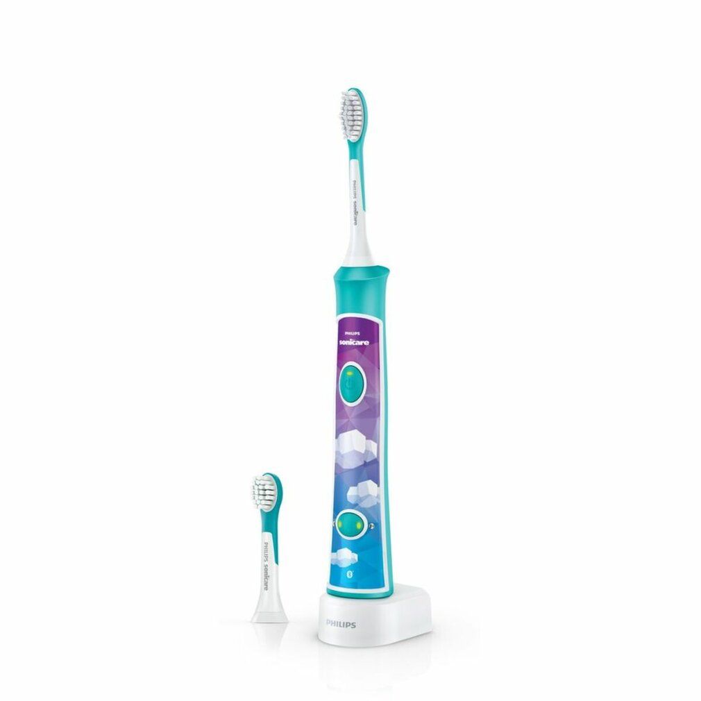 Elektrische Zahnbürste für Kinder, blau-türkis. Philips Sonicare. Mit Ladestation und zwei Bürstenköpfen.
