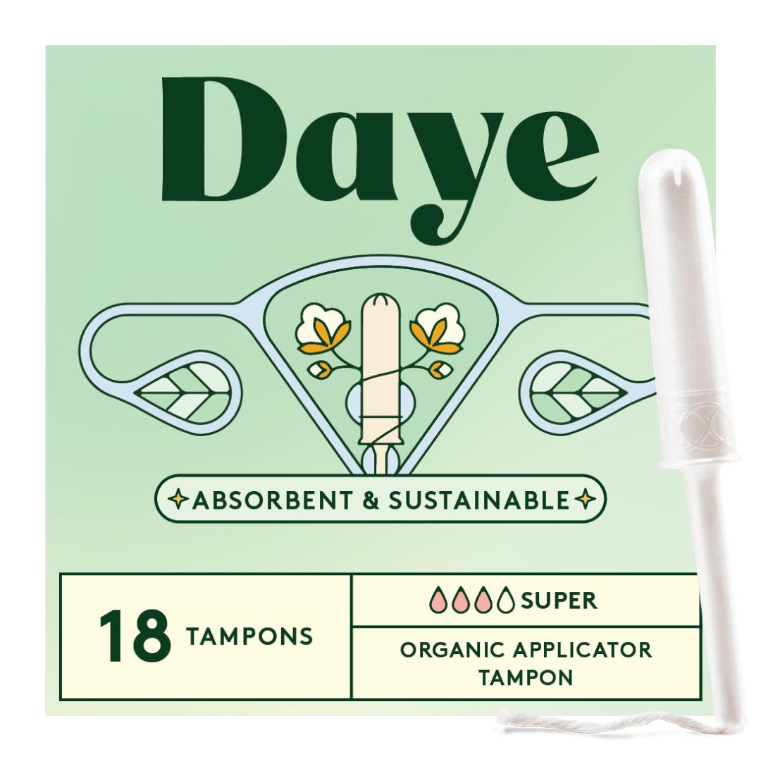 Daye Bio-Tampons mit Applikator – Super Bio-Baumwolle, schadstoffgeprüft, ohne Duftstoffe & Chlor 18 Pc