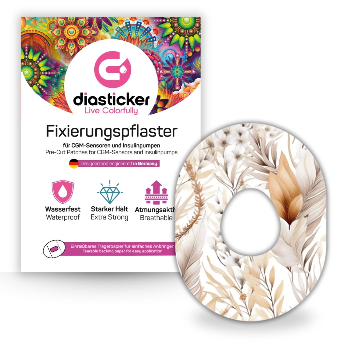Diasticker® Dexcom G7 Fixiertapes 'Grain' 5 St