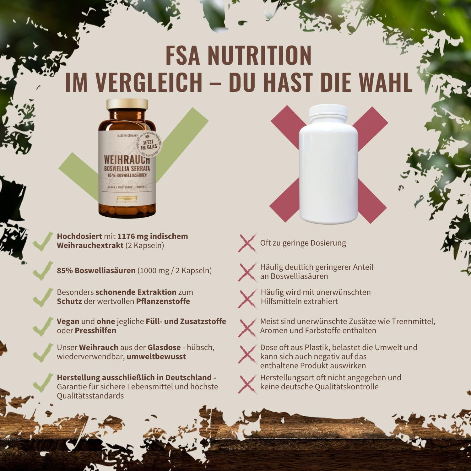 FSA NUTRITION Weihrauch Boswellia Serrata 85% Boswelliasäuren im Glas