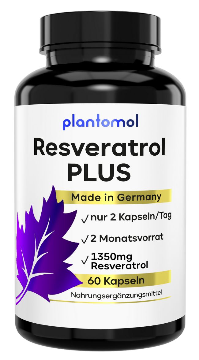 plantomol® Resveratrol PLUS - 1350mg Trans-Resveratrol Extrakt mit Piperin - 100:1 Extrakt