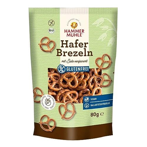Packung Hafer Brezeln BIO glutenfrei, 80g. Mit Salz verfeinert. Ballaststoffquelle, vegan.