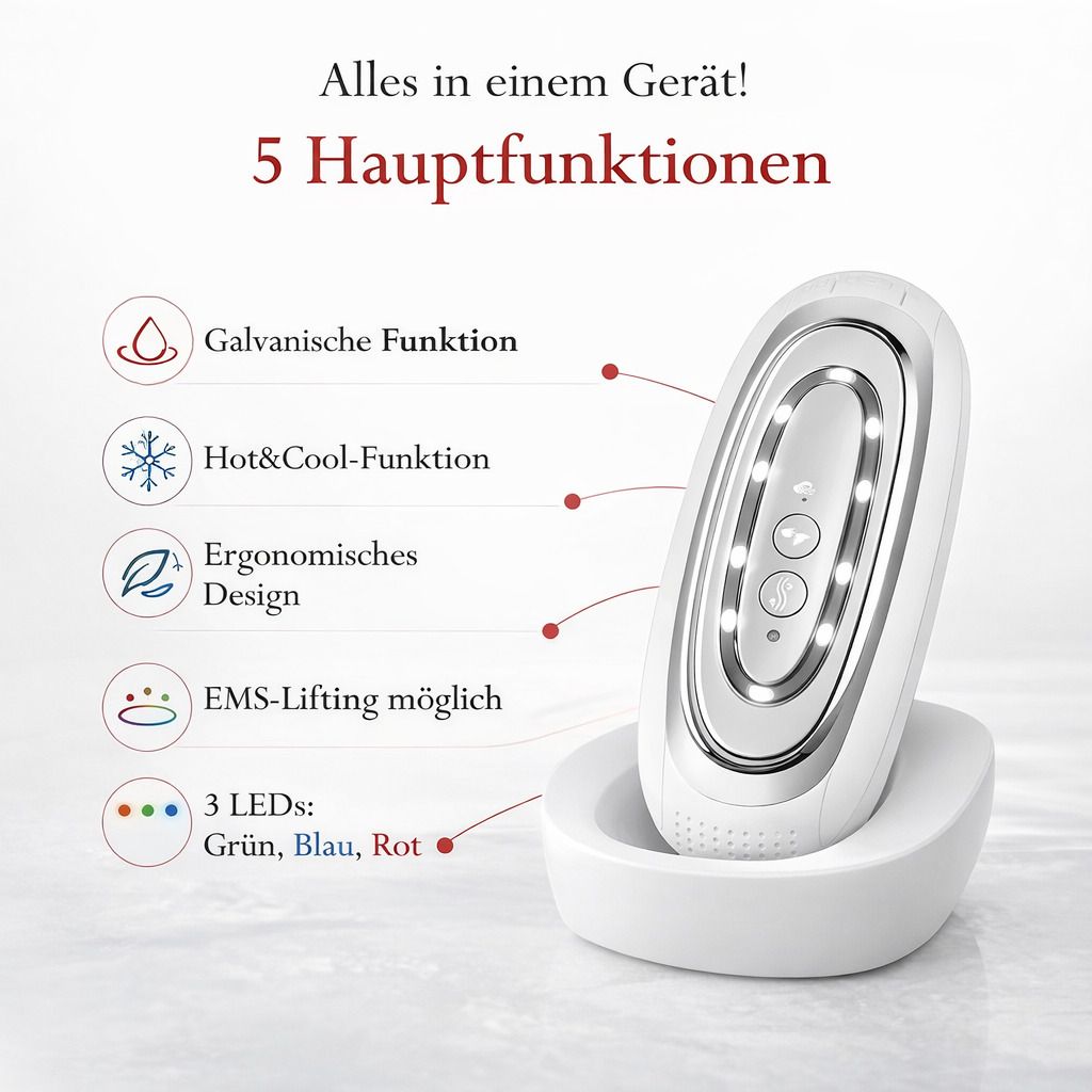 COOL-i 3 in 1 Hautpflegegerät mit Wärme/Kälte, LED & Mikrostrom, für kosmetische Gesichtspflege