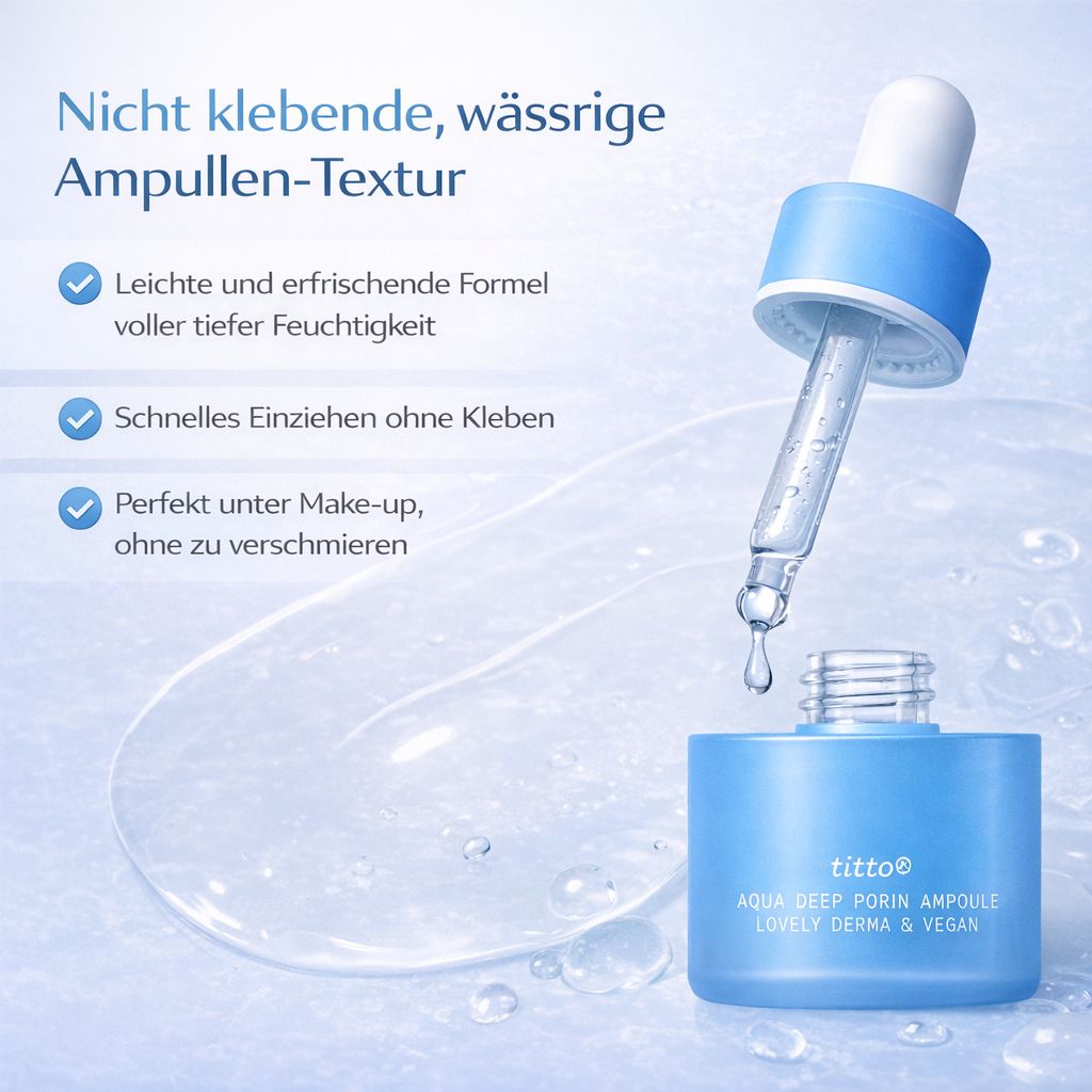 TITTO Aqua Deep Porin Ampoule-Intensiv feuchtigkeitsspendendes Serum zur Stärkung der Hautbarriere