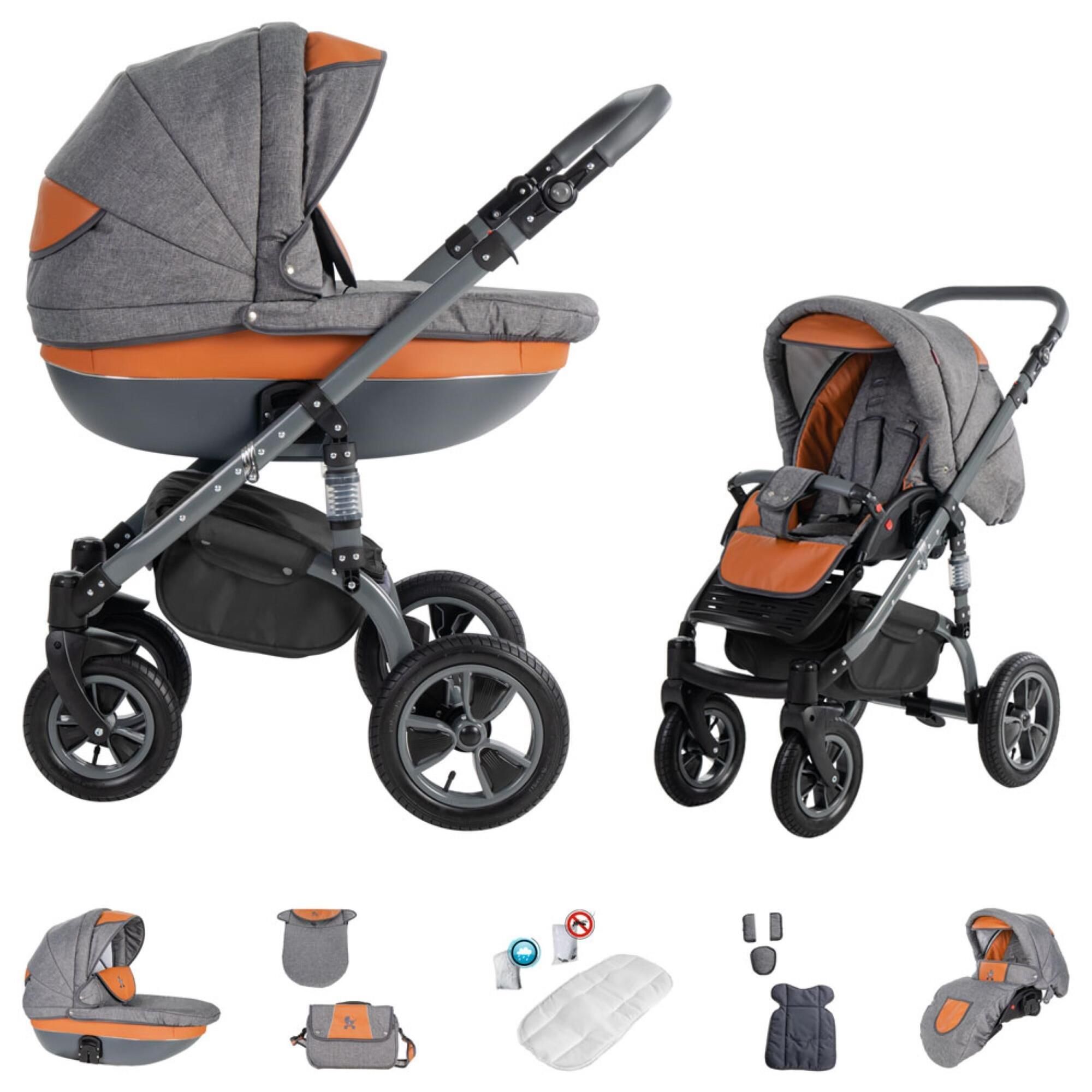 Friedrich Hugo Greyline 2 in 1 Kinderwagen, Orange