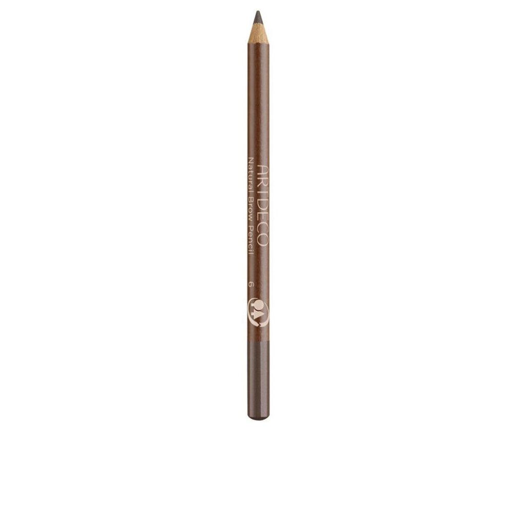 Brauenstift. Artdeco Green Couture Natural Brow Pencil. Dunkelbraune Mine, brauner Schaft. Aufschrift: Natural Brow Pencil.