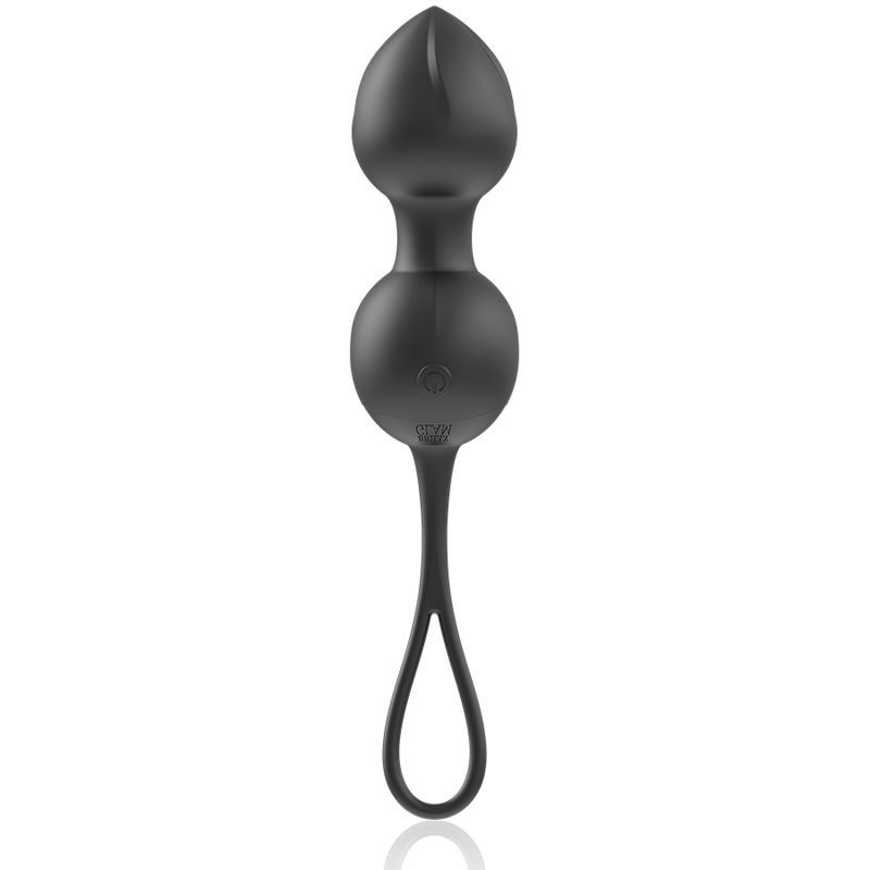 Schwarz, zweiteilige Kegelkugel mit Schlaufe.