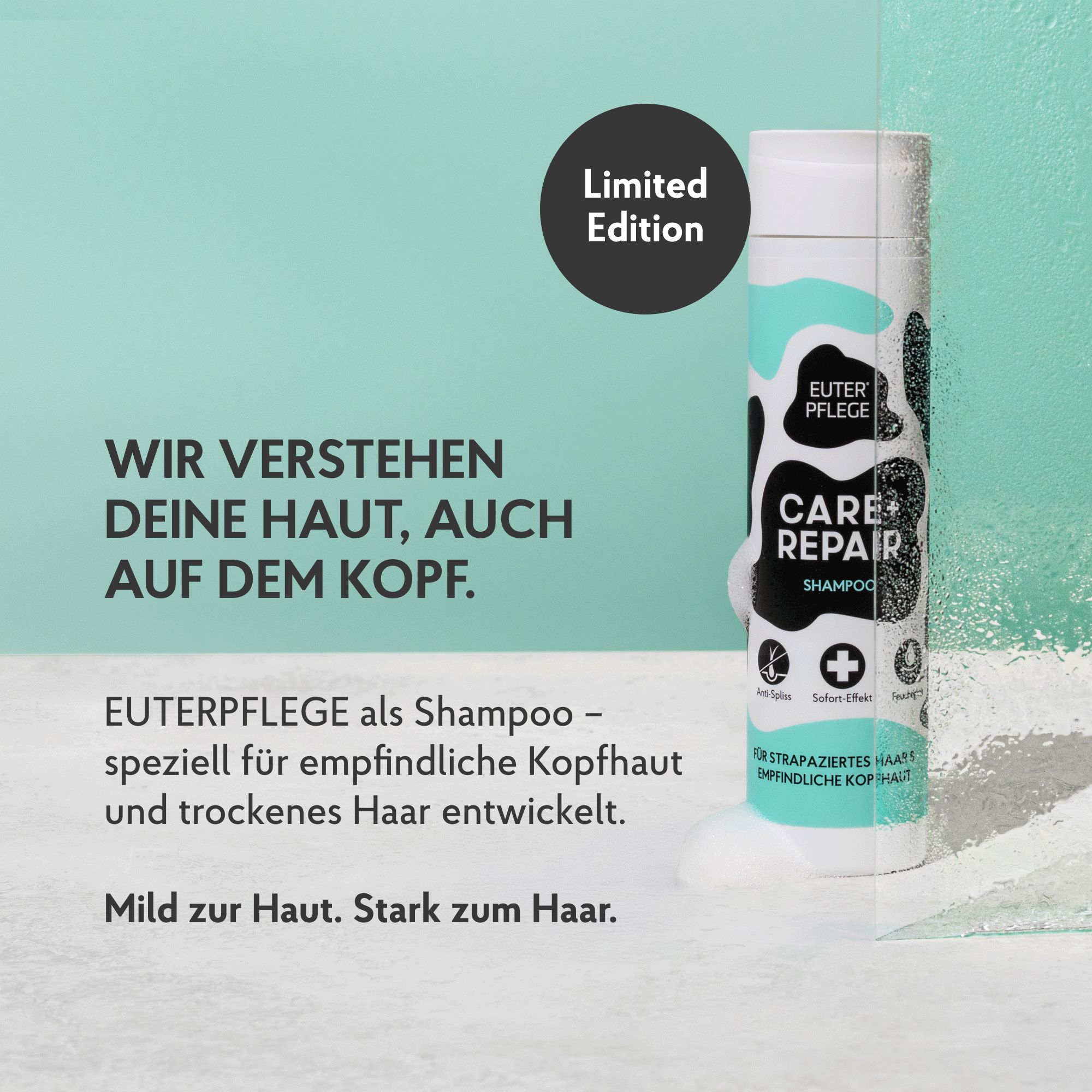 EUTERPFLEGE Care + Repair Shampoo, empfindliche Kopfhaut & strapaziertes Haar