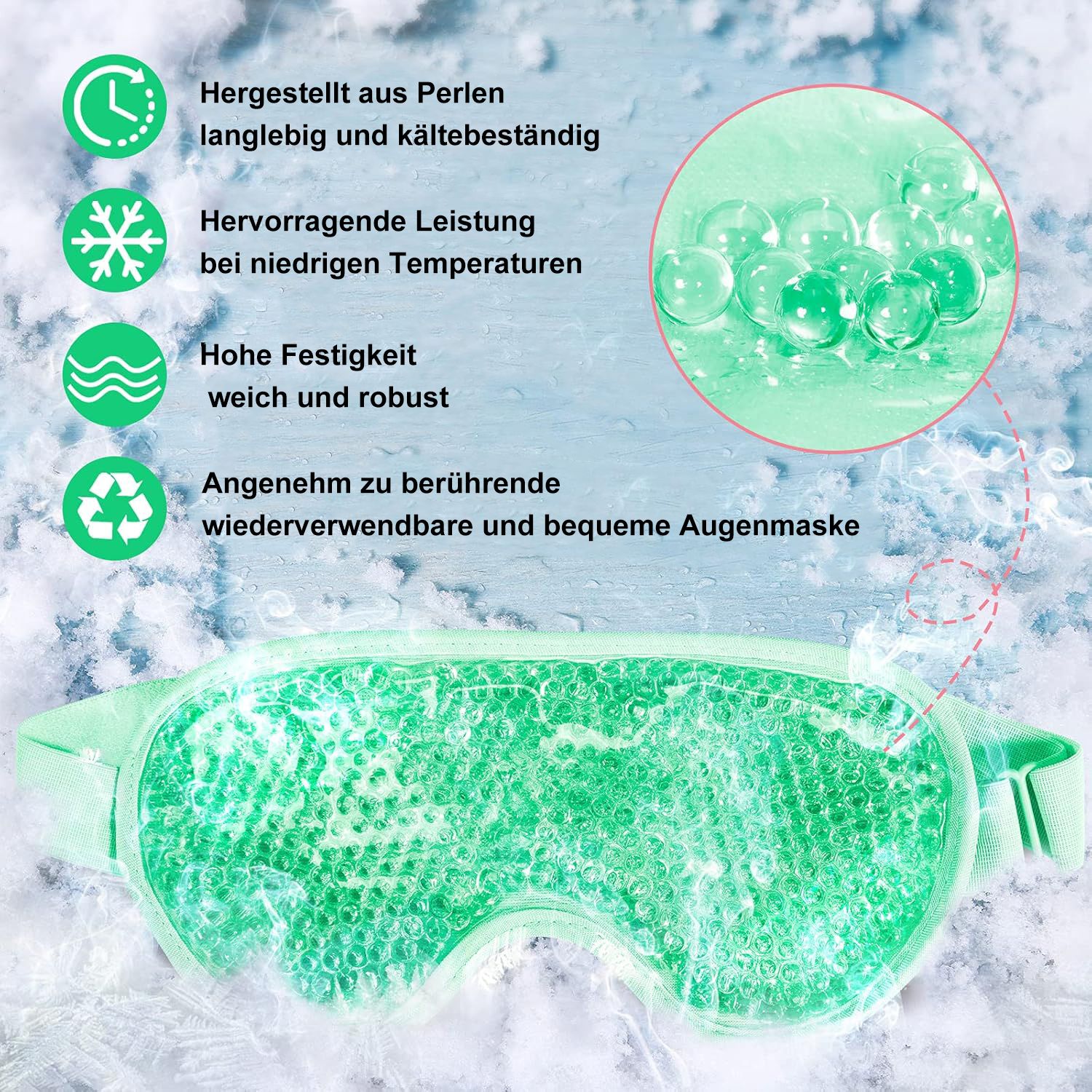 COOL-i Kühlende Gel Augenmaske,Wiederverwendbare Kompresse bei Schwellungen & Müdigkeit