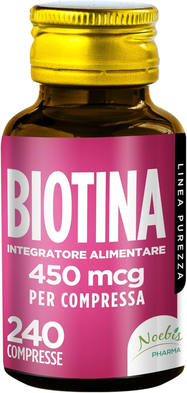 Noebis Pharma Biotina (Vitamina B8) 450 µg – 240 Compresse – 1 al Giorno