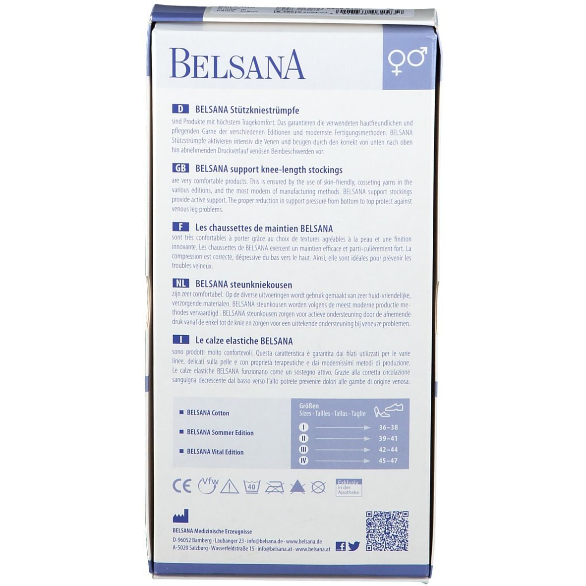 BELSANA Cotton Stützkniestrumpf Gr. 42-44 Farbe braun