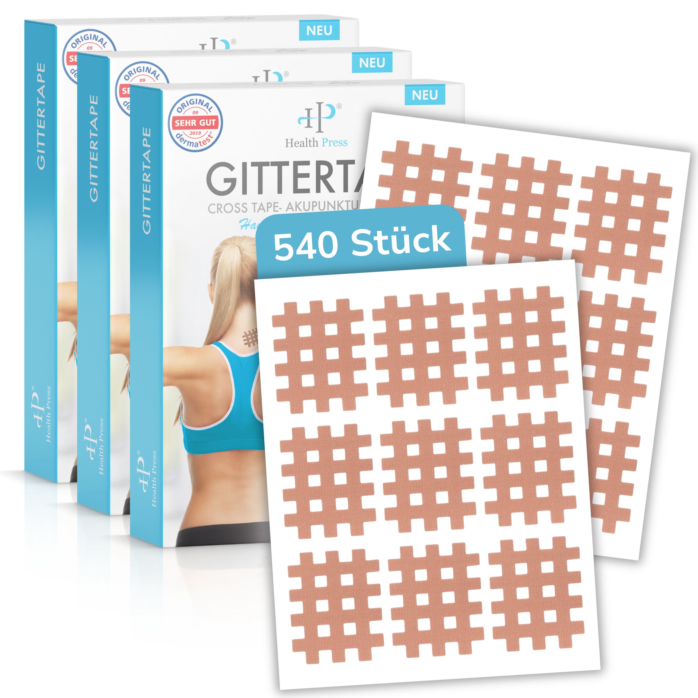 Health Press Gittertape Typ A 3er Set – Crosstape & Gitterpflaster