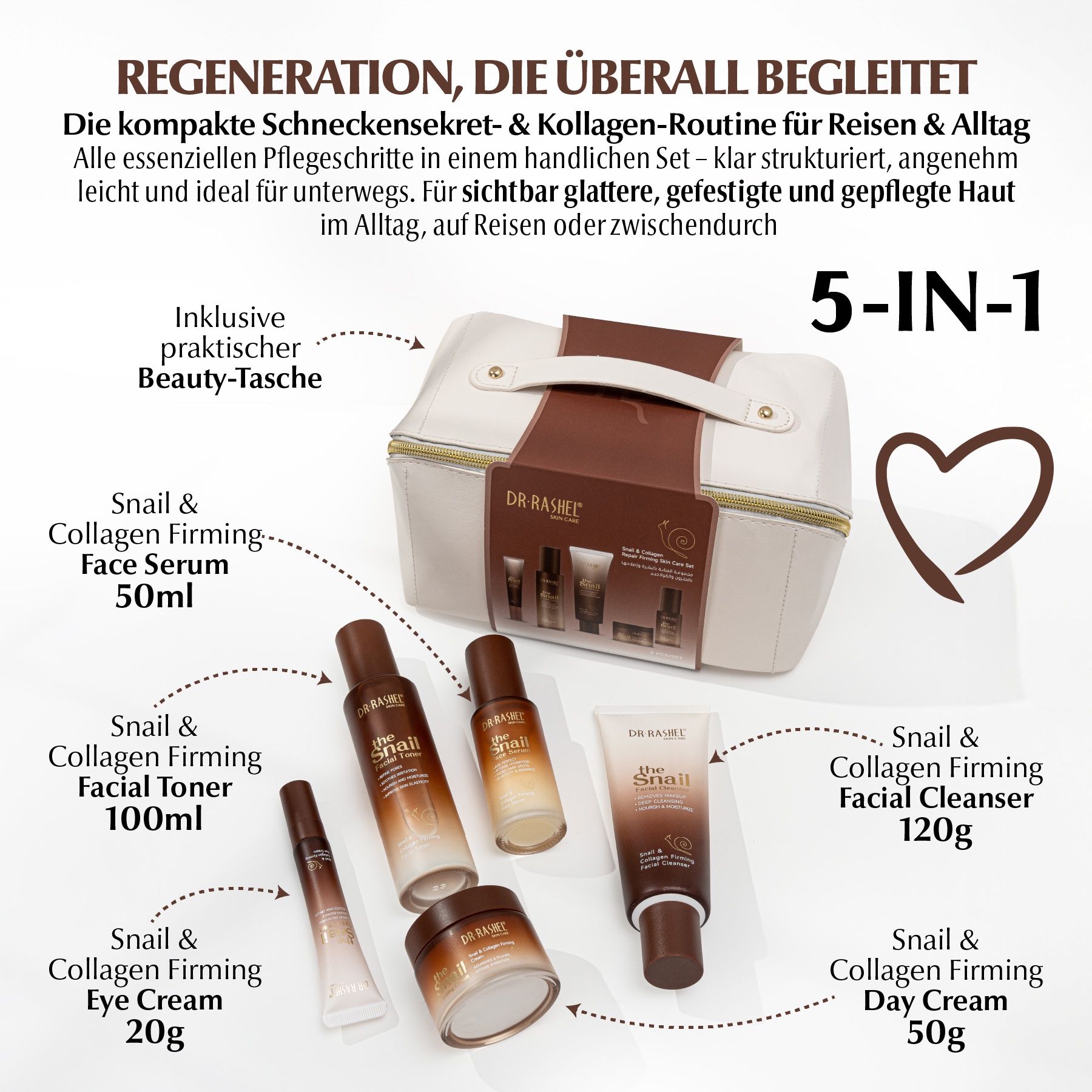 DR RASHEL Gesichtspflege-Set Kollagen Snail Mucin  Augenserum Cream Cleanser Toner