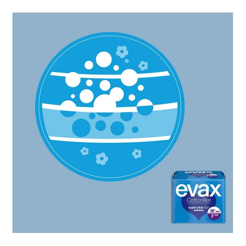 Evax Cottonlike súper Plus Damenbinden Mit Flügeln