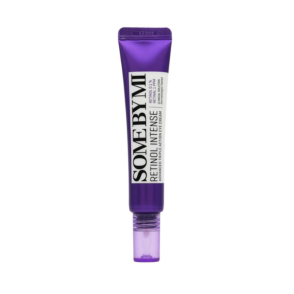 Lila Tube SOMEBYMI Retinol Intense Advanced Triple Action Eye Cream mit Applikator.