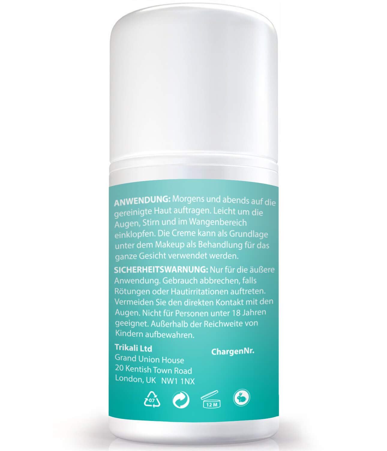 BIO Augenpflege, Anti-Aging Augencreme Gel gegen Falten, Schwellungen, und Augenringe