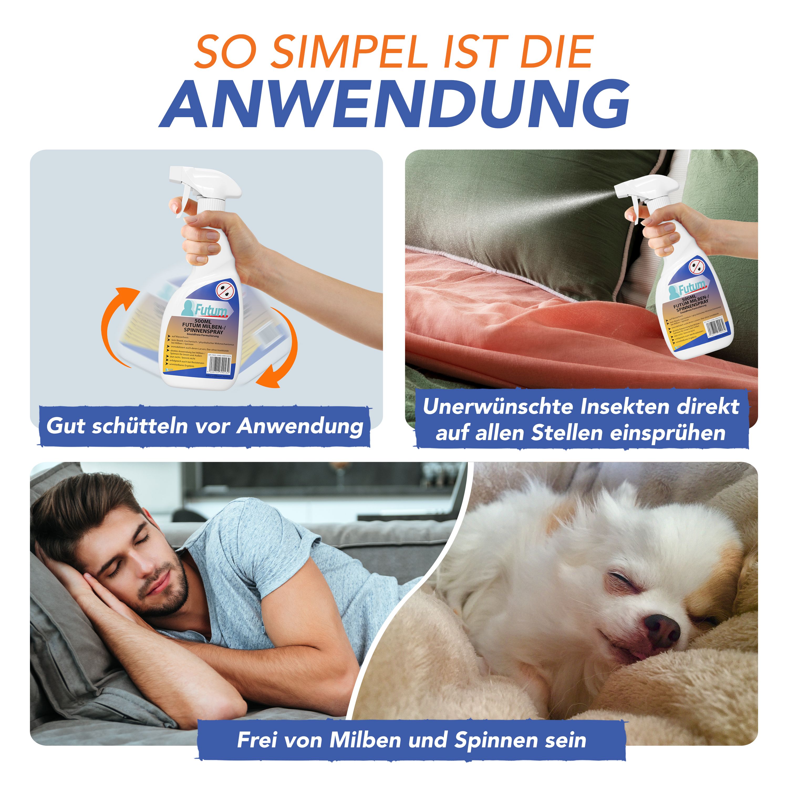 FUTUM 3x500ml Milben- / Spinnenspray