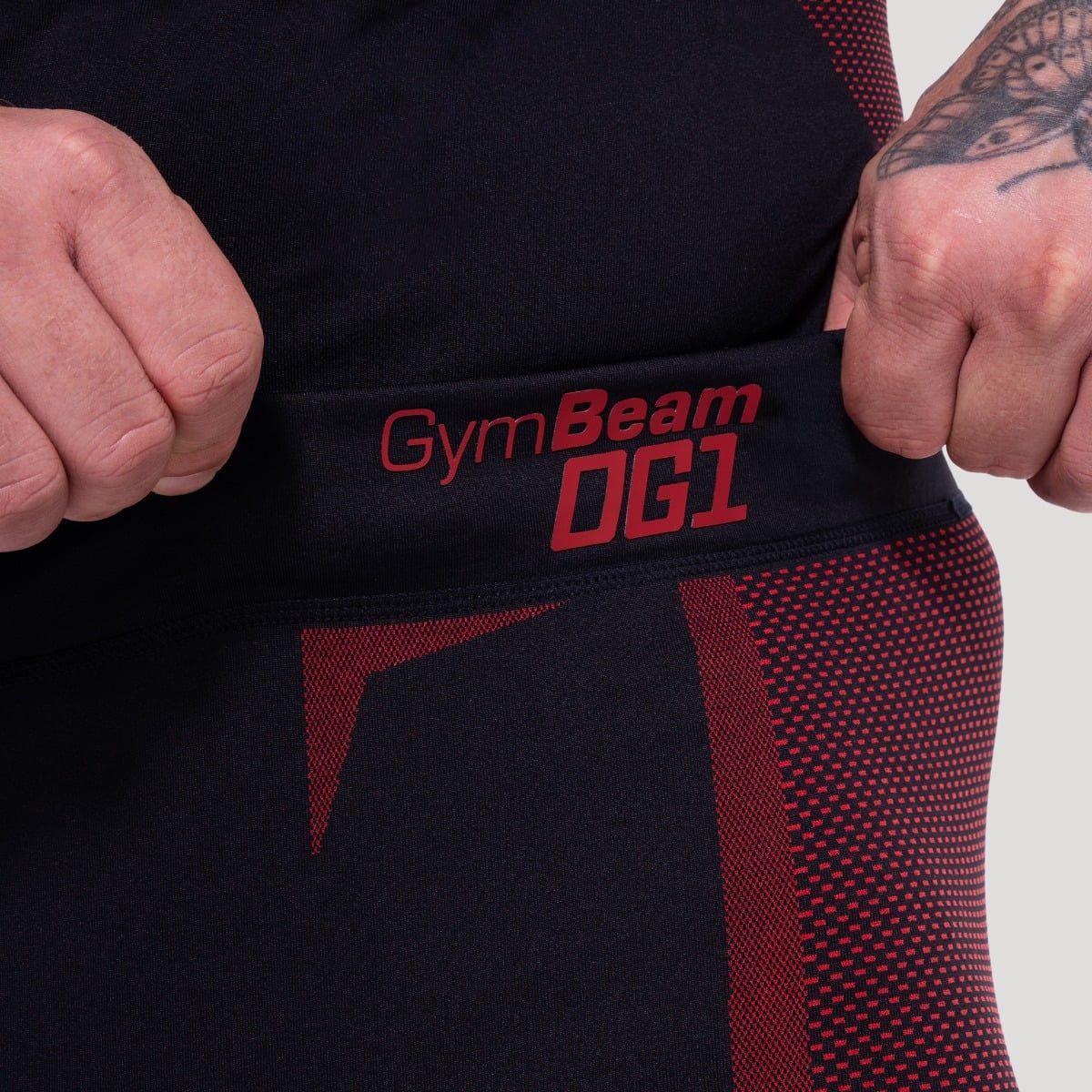 GymBeam Leggings Herren slim nahtlos Schwarz/Rot
